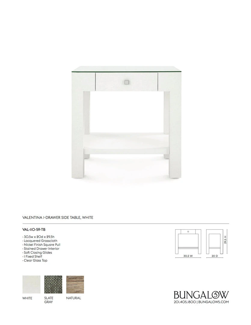 Bungalow 5 New Arrivals Valentina 1 Drawer Side Table White 6 Bungalow 5 New Arrivals Valentina 1 Drawer Side Table White