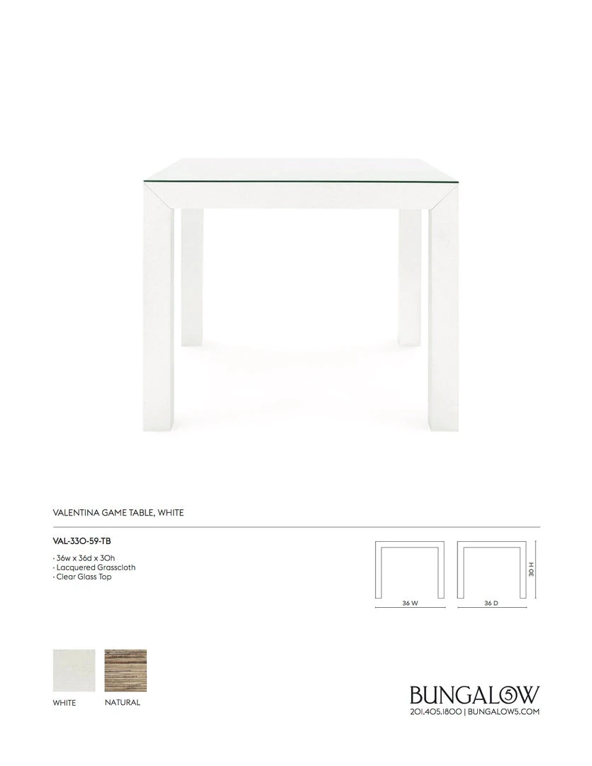 Bungalow 5 New Arrivals Valentina Grasscloth Game Table White 6 Bungalow 5 New Arrivals Valentina Grasscloth Game Table White