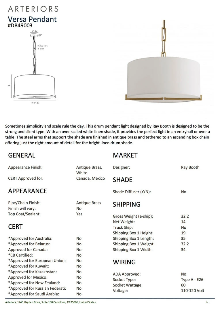 Arteriors Home Versa Pendant Antique Brass New Arrivals 7 Arteriors Home Versa Pendant Antique Brass New Arrivals