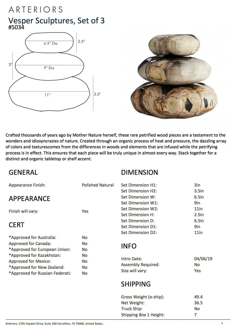 Arteriors Home Vesper Sculptures Set Of Three 7 Arteriors Home Vesper Sculptures Set Of Three