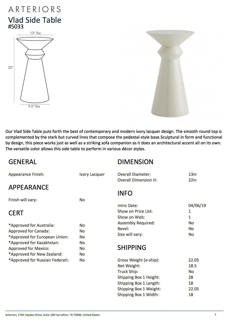 Arteriors Home Vlad Side Table 8 Arteriors Home Vlad Side Table