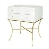 Worlds Away New Arrivals Elena Side Table White And Gold Leaf