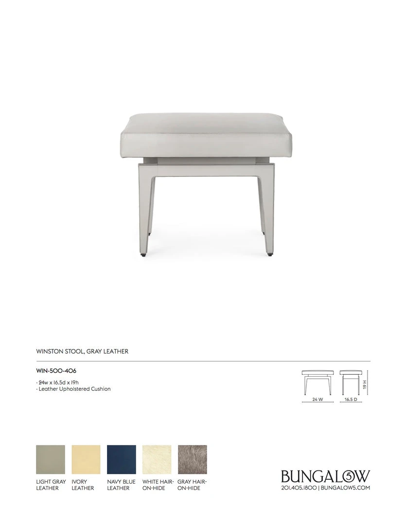 Bungalow 5 Winston Stool Grey Leather 8 Bungalow 5 Winston Stool Grey Leather