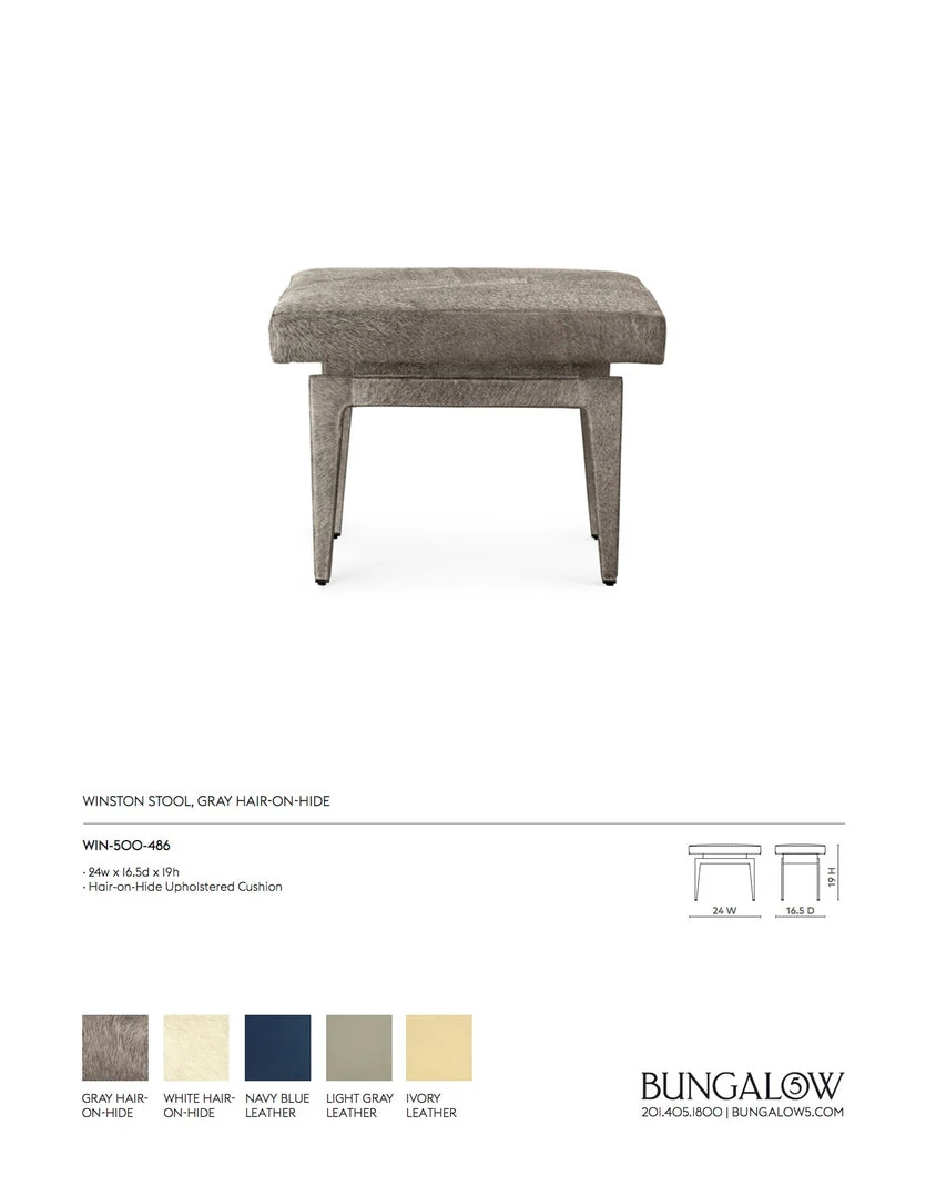 Bungalow 5 New Arrivals Winston Stool Gray Hair On Hide 7 Bungalow 5 New Arrivals Winston Stool Gray Hair On Hide