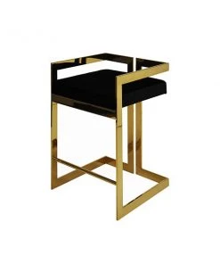 Worlds Away Emmett Counter Stool Brass And Black Velvet New Arrivals