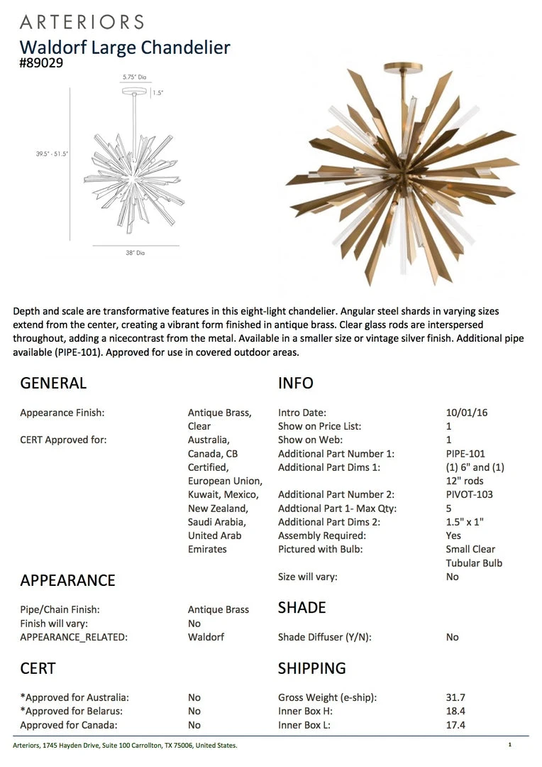 Arteriors Home Waldorf Chandelier Brass 2 Sizes New Arrivals 11 Arteriors Home Waldorf Chandelier Brass 2 Sizes New Arrivals