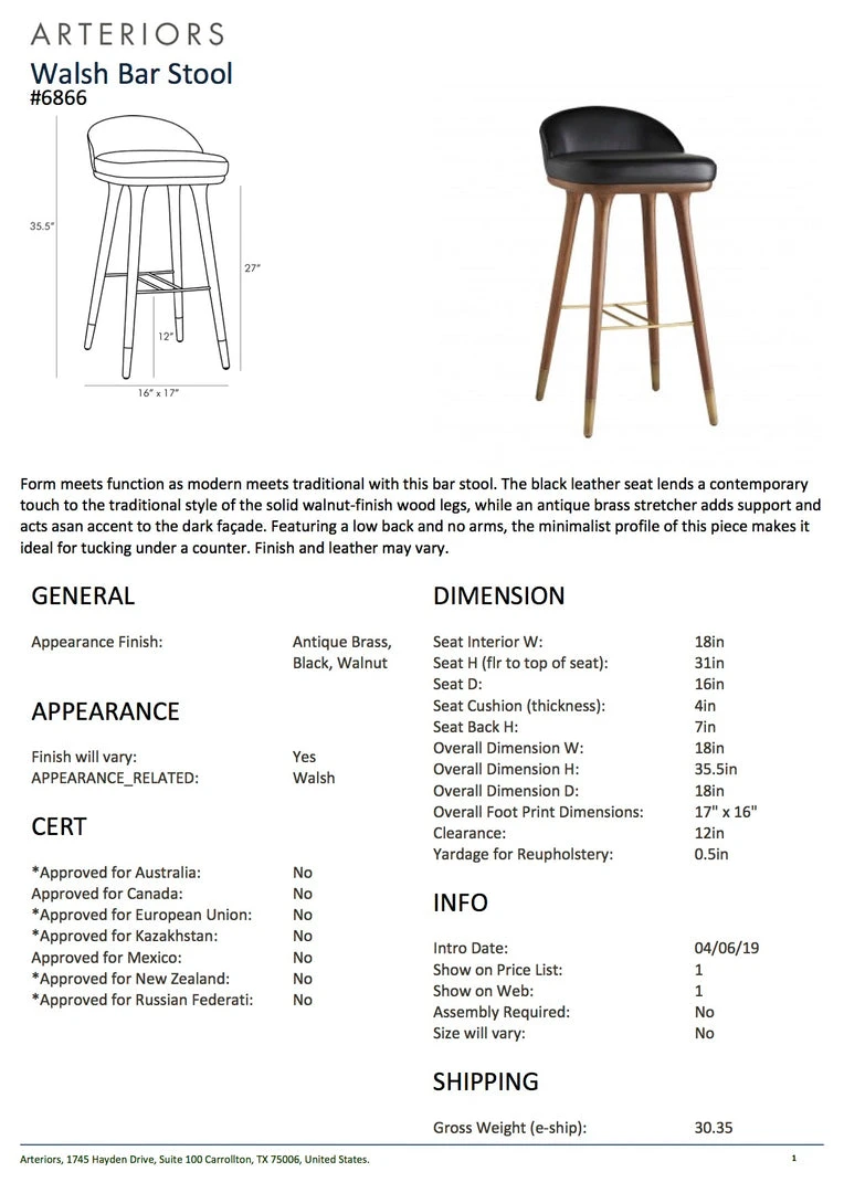 Arteriors Home Walsh Bar Stool 7 Arteriors Home Walsh Bar Stool