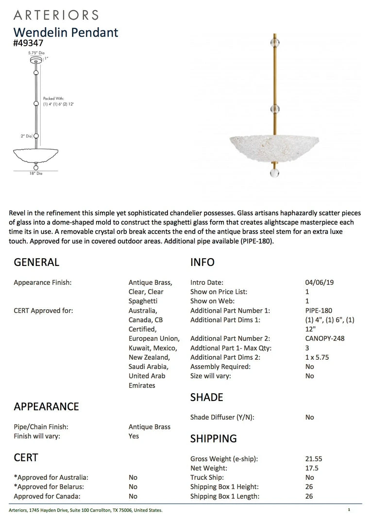 Arteriors Home Wendelin Pendant New Arrivals 7 Arteriors Home Wendelin Pendant New Arrivals