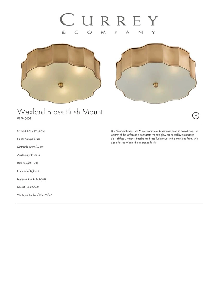 Currey And Company Wexford Flush Mount Brass 6 Currey And Company Wexford Flush Mount Brass
