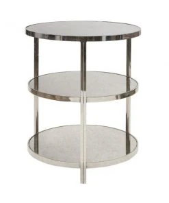 Worlds Away Audrey 3-Tier Side Table Nickel Plated