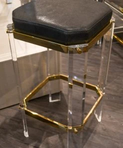 Worlds Away Dorsey Counter Stool Brass And Black Shagreen