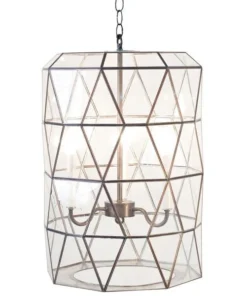 Worlds Away New Arrivals Moderna Lantern Faceted Glass