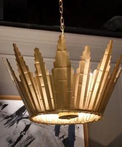 Worlds Away Santorini Chandelier Gold Leaf