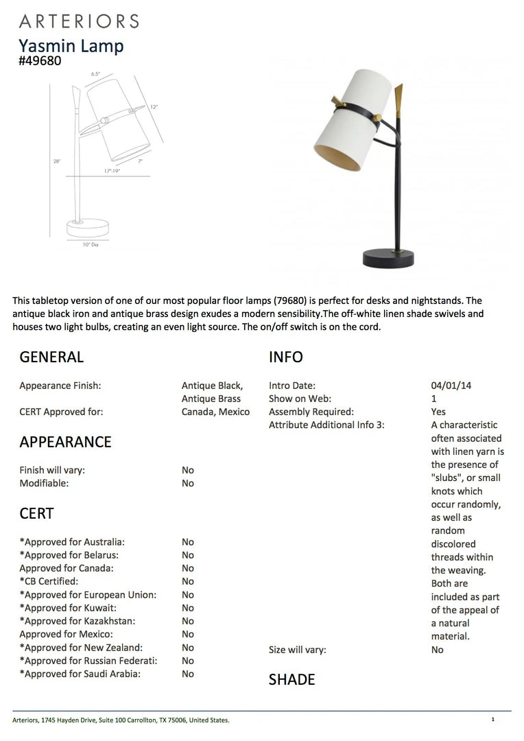 Arteriors Home Yasmin Table Lamp Black Iron New Arrivals 5 Arteriors Home Yasmin Table Lamp Black Iron New Arrivals