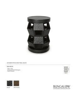 Bungalow 5 Zanzibar Side Table And Stool Black