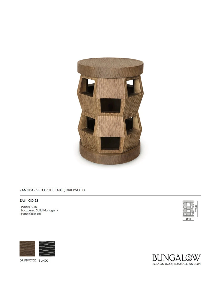 Bungalow 5 Zanzibar Side Table And Stool Driftwood 6 Bungalow 5 Zanzibar Side Table And Stool Driftwood