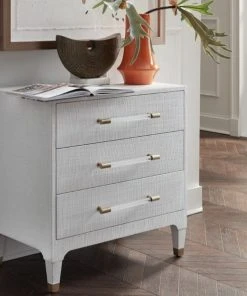 Worlds Away Amber Side Table White Linen
