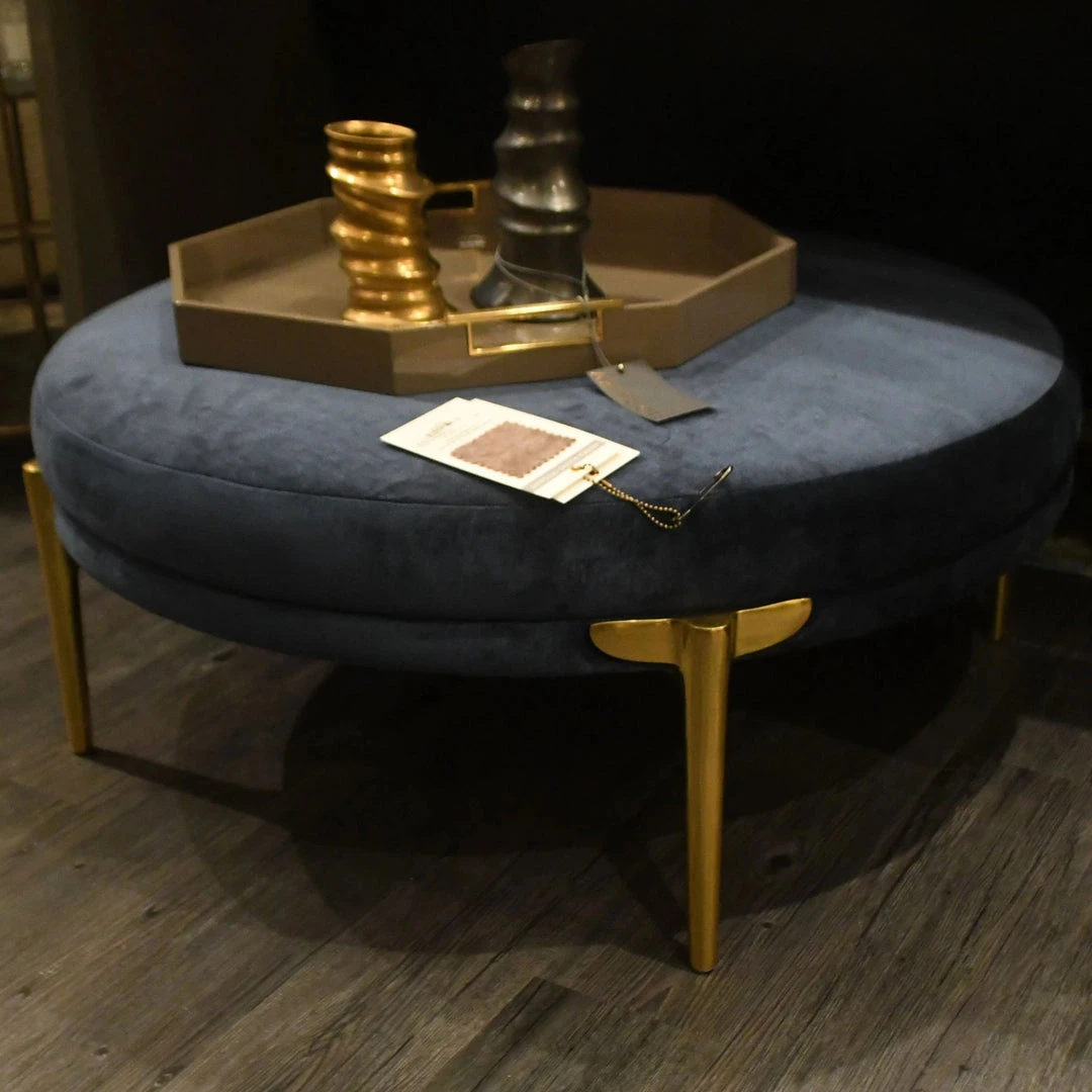 Arteriors Home Andrea Round Ottoman Blue New Arrivals 4 Arteriors Home Andrea Round Ottoman Blue New Arrivals