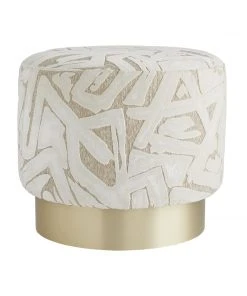 Arteriors Home New Arrivals Avalon Ottoman Swiss Coffee Champagne Swivel