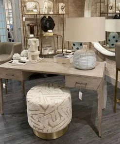 Arteriors Home New Arrivals Avalon Ottoman Swiss Coffee Champagne Swivel