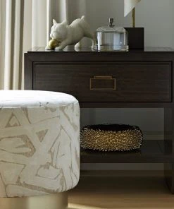 Arteriors Home New Arrivals Avalon Ottoman Swiss Coffee Champagne Swivel