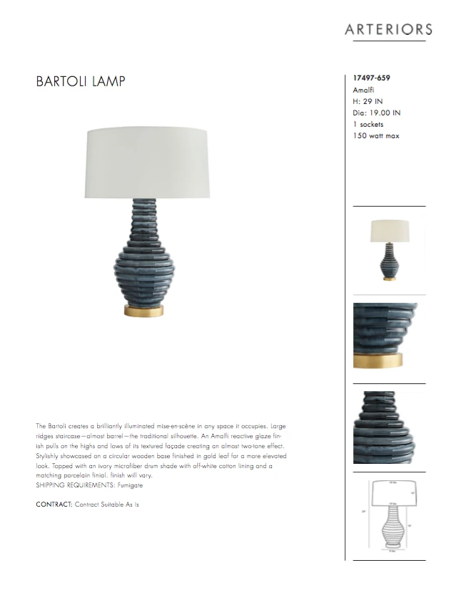 Arteriors Home Bartoli Lamp Arteriors Home Bartoli Lamp