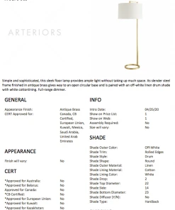 Arteriors Home Belden Floor Lamp Antique Brass