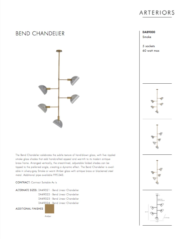 Arteriors Home New Arrivals Bend Chandelier Smoke Brass 16 Arteriors Home New Arrivals Bend Chandelier Smoke Brass