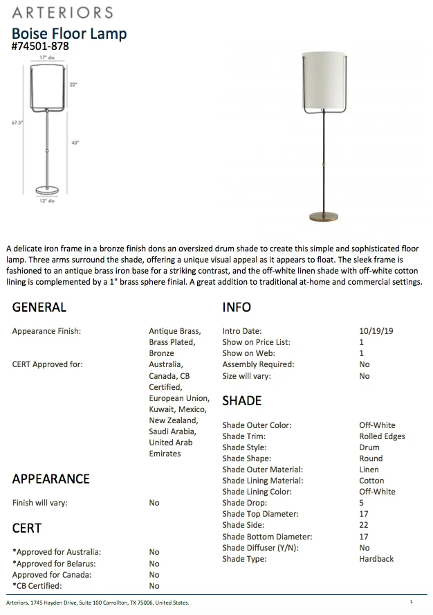 Arteriors Home New Arrivals Boise Floor Lamp Arteriors Home New Arrivals Boise Floor Lamp