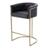 Arteriors Home Calvin Bar Stool Black Leather And Brass