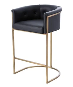 Arteriors Home Calvin Bar Stool Black Leather And Brass