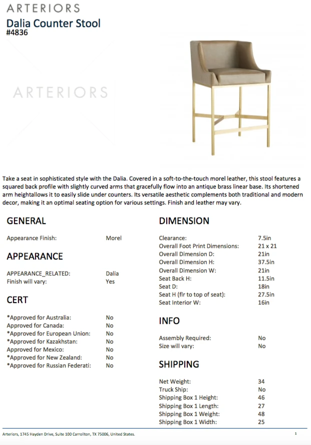 Arteriors Home New Arrivals Dalia Counter Stool Morel 12 Arteriors Home New Arrivals Dalia Counter Stool Morel