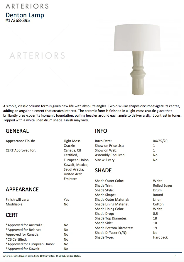 Arteriors Home New Arrivals Denton Lamp 9 Arteriors Home New Arrivals Denton Lamp