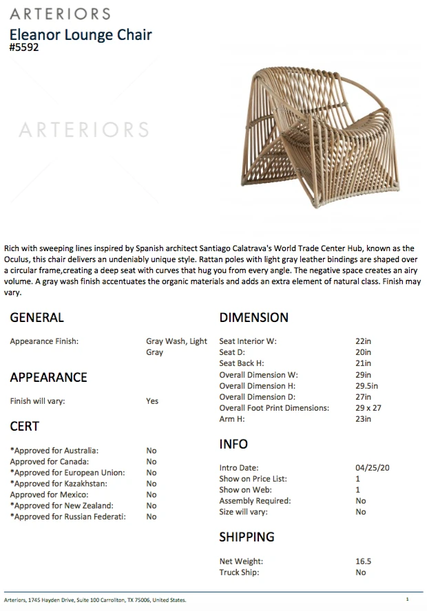 Arteriors Home Eleanor Chair 16 Arteriors Home Eleanor Chair