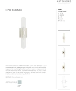 Arteriors Home Elyse Sconce Polished Nickel