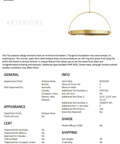 Arteriors Home New Arrivals Fisk Pendant Antique Brass