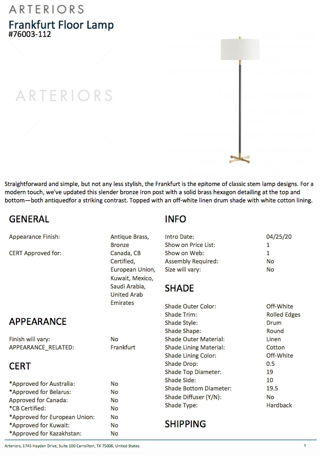 Arteriors Home New Arrivals Frankfurt Floor Lamp 6 Arteriors Home New Arrivals Frankfurt Floor Lamp