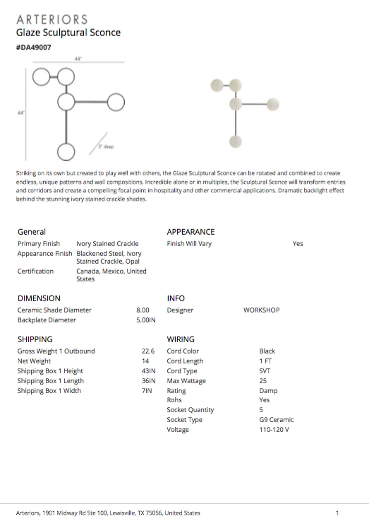 Arteriors Home New Arrivals Glaze Sculptural Sconce 10 Arteriors Home New Arrivals Glaze Sculptural Sconce