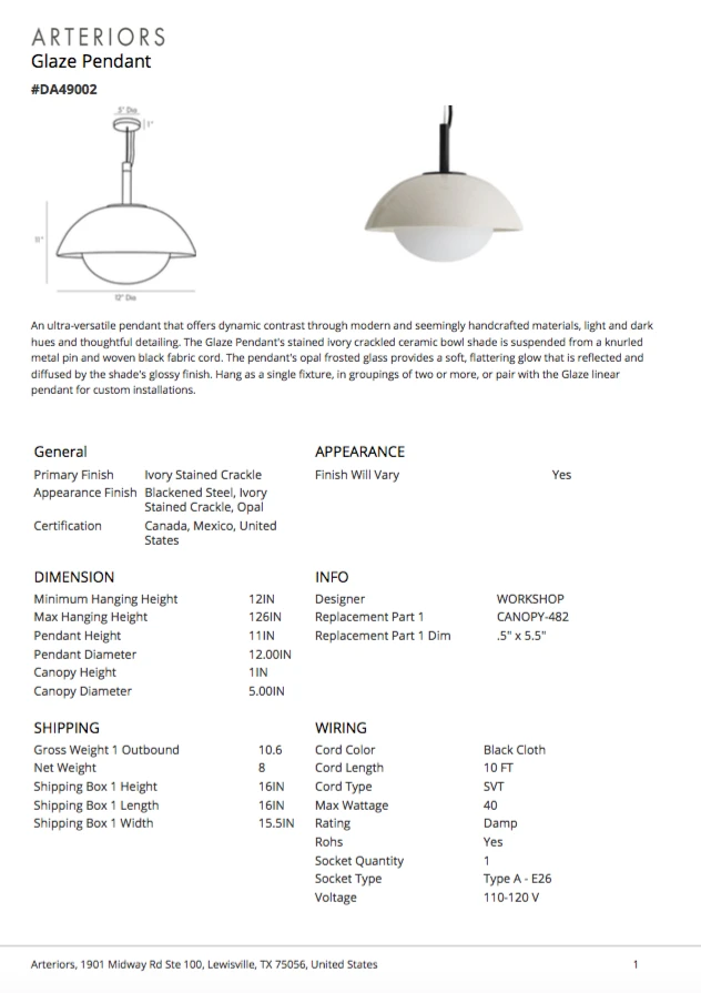 Arteriors Home New Arrivals Glaze Pendant 13 Arteriors Home New Arrivals Glaze Pendant