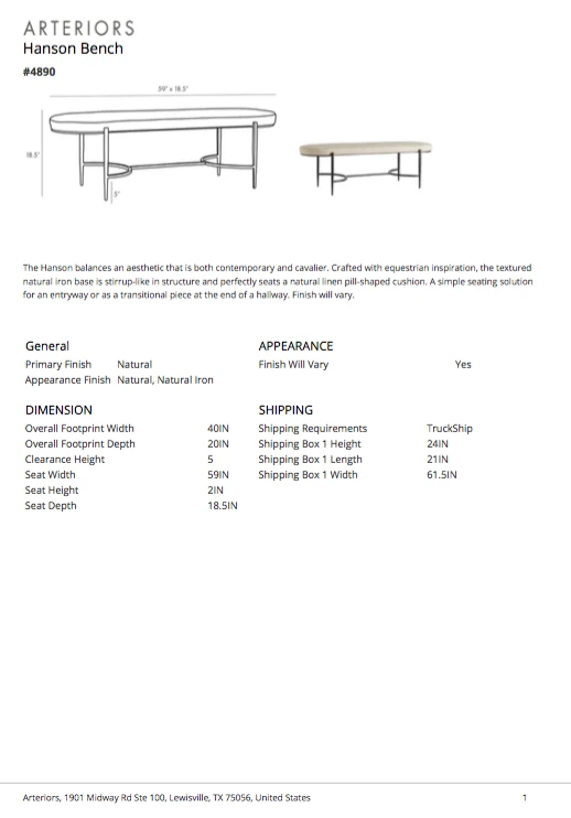 Arteriors Home New Arrivals Hanson Bench Natural Arteriors Home New Arrivals Hanson Bench Natural