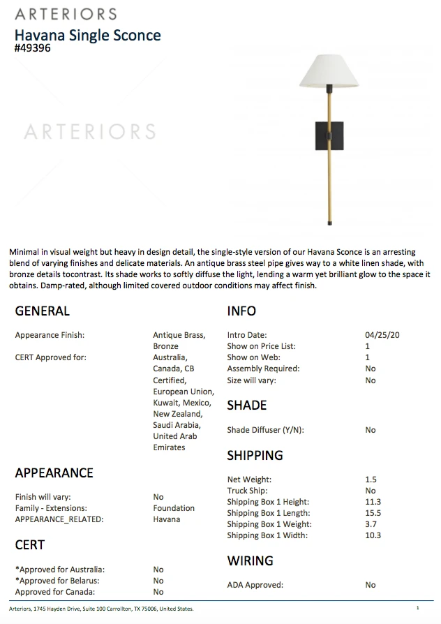 Arteriors Home Havana Single Sconce Bronze 12 Arteriors Home Havana Single Sconce Bronze