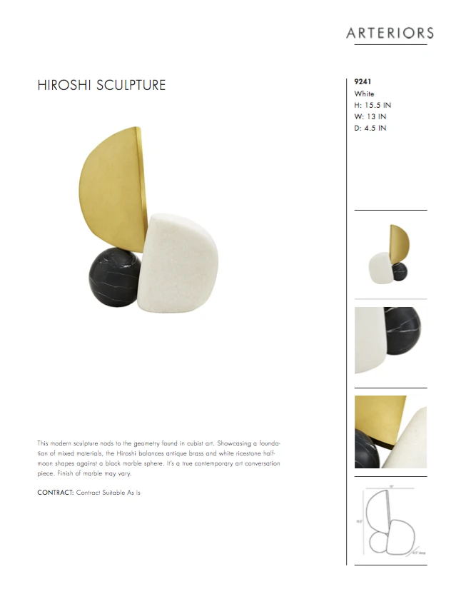 Arteriors Home Hiroshi Sculpture 10 Arteriors Home Hiroshi Sculpture