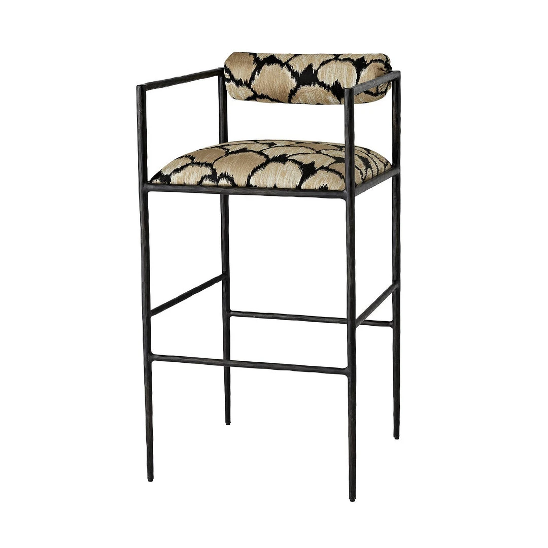 Arteriors Home Barbana Bar Stool Ocelot Embroidery 3 Arteriors Home Barbana Bar Stool Ocelot Embroidery