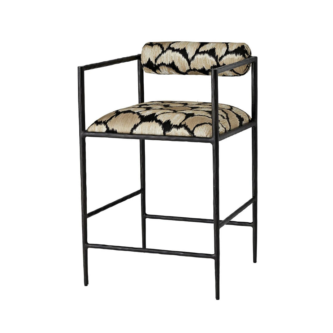 Arteriors Home New Arrivals Barbana Counter Stool Ocelot Embroidery 3 Arteriors Home New Arrivals Barbana Counter Stool Ocelot Embroidery