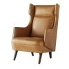 Arteriors Home Budelli Wing Chair Cognac Leather Dark