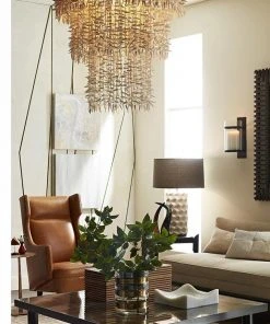 Arteriors Home Budelli Wing Chair Cognac Leather Dark