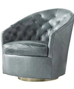 Arteriors Home New Arrivals Capri Chair Juniper Leather Champagne Swivel