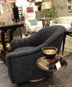 Arteriors Home Springsteen Chair Indigo Tweed Champagne Swivel New Arrivals