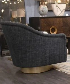 Arteriors Home Springsteen Chair Indigo Tweed Champagne Swivel New Arrivals