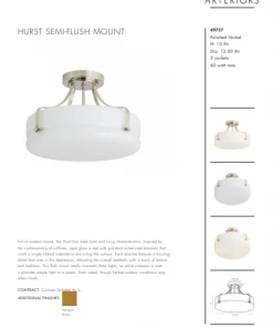 Arteriors Home Hurst Semi Flush Polished Nickel 15 Arteriors Home Hurst Semi Flush Polished Nickel